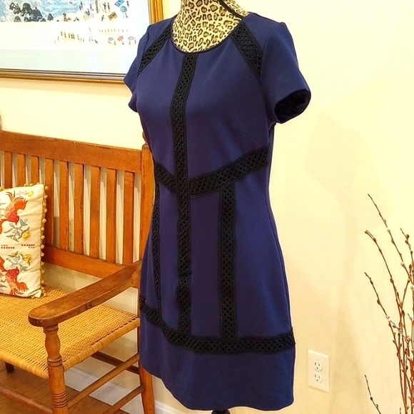 Laundry by Shelli Segal Knee Length Cap Sleeve Ladies Dress Size:10 Color:Navy - Picture 2 of 12